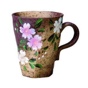 【九谷燒】粗面切馬克杯 花霞 櫻花 (美山窯)