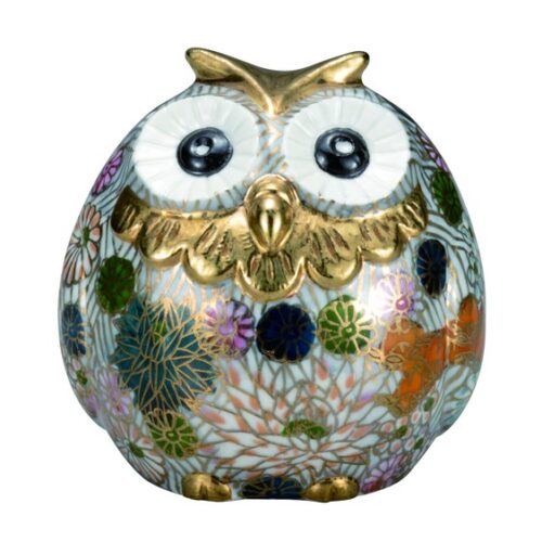 【九谷燒】貓頭鷹 金花詰