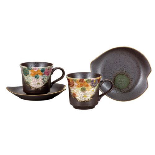 【九谷燒】咖啡杯連碟套裝 花詰 (一套 咖啡杯碟各1隻)