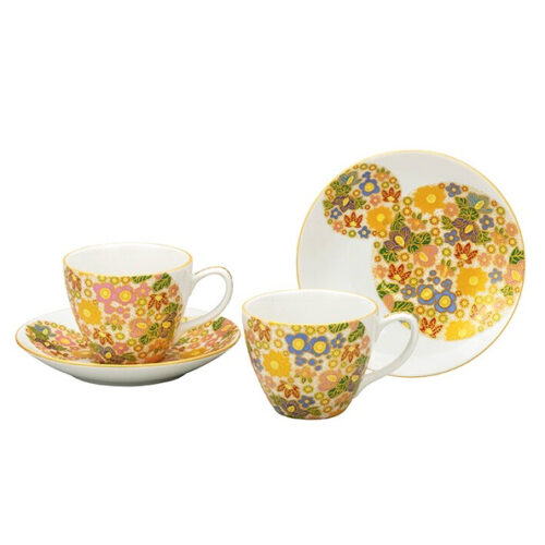 【九谷燒】咖啡杯連碟套裝 花詰 (一套 咖啡杯碟各1件)